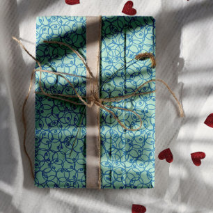 Hoja De Papel De Regalo Anillos de garabato de cobalto – patrón moderno mi