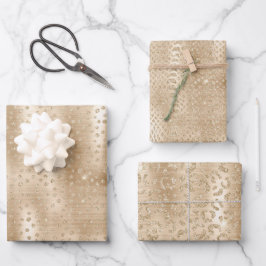 Hoja De Papel De Regalo Animal Print Gold Glitter
