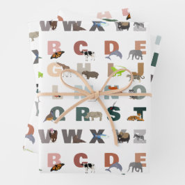 Hoja De Papel De Regalo Animales ABC Cute Alphabet