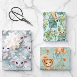 Hoja De Papel De Regalo Animales Bebés