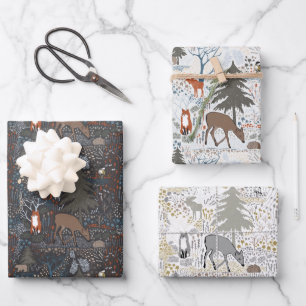 Hoja De Papel De Regalo Animales Cute Woodland