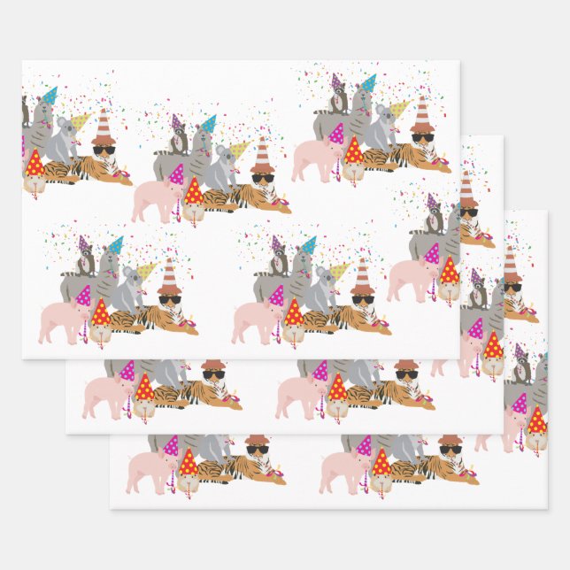Hoja De Papel De Regalo Animales de fiesta - Animales aburridos que tienen (Set)