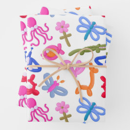 Hoja De Papel De Regalo Animales de Globo Lindos Patrón Colorido para Niño