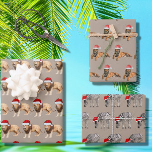 Hoja De Papel De Regalo Animales de Safari de Bosques Rústicos Kraft