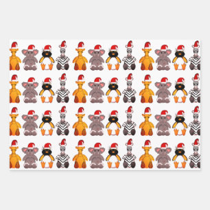 Hoja De Papel De Regalo ANIMALES EN EL CONJUNTO DE RAPAS DE REGALO DE Sant