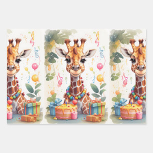 Hoja De Papel De Regalo Animales fiestas: jirafas  