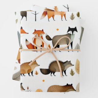 Hoja De Papel De Regalo Animales forestales