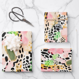 Hoja De Papel De Regalo Animales Safari Dibujando Patrones Coloridos