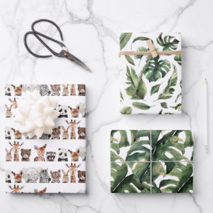 Hoja De Papel De Regalo Animales Salvajes de la Jungla Fiesta de Cumplea