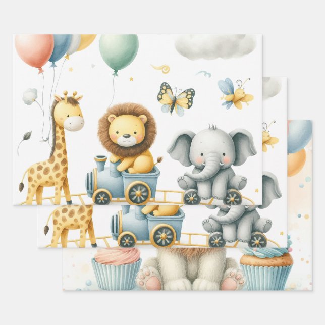 Hoja De Papel De Regalo Animals birthday (Set)