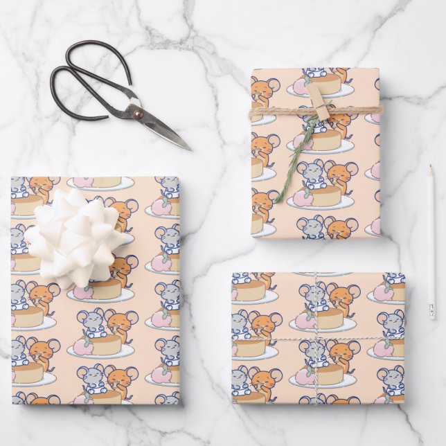 Hoja De Papel De Regalo Anime Tuffy y Jerry Cheesecake (Anverso)