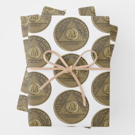 Hoja De Papel De Regalo Aniversario de recuperación sobria en moneda de AA