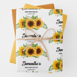 Hoja De Papel De Regalo Aniversario del Girasol Rústico