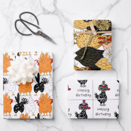 Hoja De Papel De Regalo Aniversario divertido de pollo