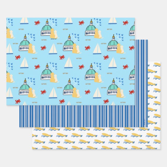Hoja De Papel De Regalo Annapolis Land and Sea Wrapup Paper Set de 3 (Set)