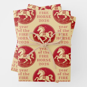 Hoja De Papel De Regalo Año del Caballo 2026 Año Nuevo Chino 