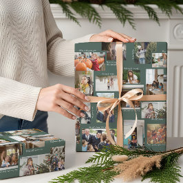 Hoja De Papel De Regalo Año en momentos 25 Collage de fotos familiar y sub