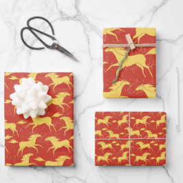 Hoja De Papel De Regalo Año Nuevo Chino del Caballo