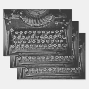 Hoja De Papel De Regalo Antigua Máquina Blanca Y Negra