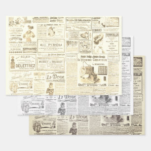 Hoja De Papel De Regalo Antiguos Anuncios Franceses Ephemera