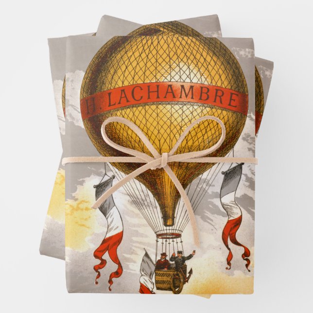 Hoja De Papel De Regalo Antique Balloon labeled "H. Lachambre", 1880 (In situ)