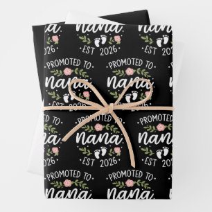 Hoja De Papel De Regalo Anuncio de Embarazo Ascendido a Nana 2026 