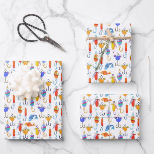 Hoja De Papel De Regalo Anzuelo de Pesca Señuelo de Pescado Patrón de Pesc
