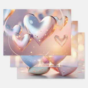 Hoja De Papel De Regalo Apariencia "metálica" oro, plata y rosa dorado