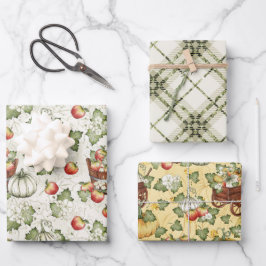 HOJA DE PAPEL DE REGALO APLICACIONES DE BLANCO Y OTOÑO ROJO