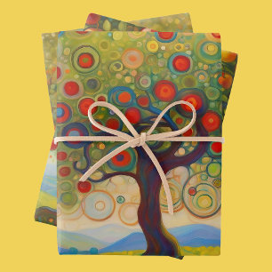 Hoja De Papel De Regalo Apple Tree 3 Birday Giftwrap