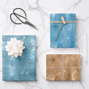 Hoja De Papel De Regalo Aqua Blue Glitzy Purpurina Peacock Feathers