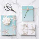 Hoja De Papel De Regalo Aqua Blue White Gold Starfish Beach Shower<br><div class="desc">Aqua Blue White Gold Starfish Beach Shower</div>