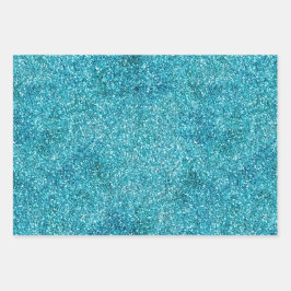 Hoja De Papel De Regalo Aqua Gold Glitz Purpurina Sparkle Mermaid