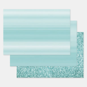Hoja De Papel De Regalo Aqua Mint White