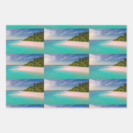Hoja De Papel De Regalo Aquamarine Ocean Tropical Beach Scenic Pattern