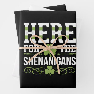 Hoja De Papel De Regalo Aquí Por Shenanigans Irish St. Patrick