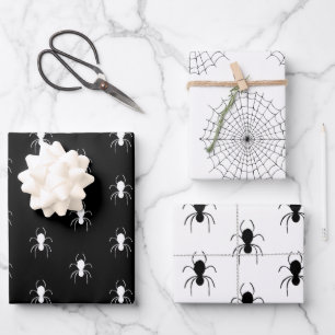 Hoja De Papel De Regalo Arañas Halloween Black White Cobwebs