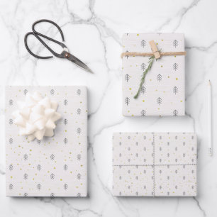 Hoja De Papel De Regalo Árbol de bosques y estrellas