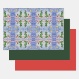 Hoja De Papel De Regalo Árbol De Feliz Navidad Y Cuaderno De Snowman Escar