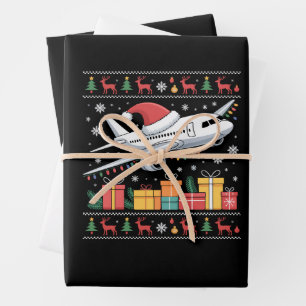 Hoja De Papel De Regalo Árbol de luces divertidas de Navidad Santa feo avi
