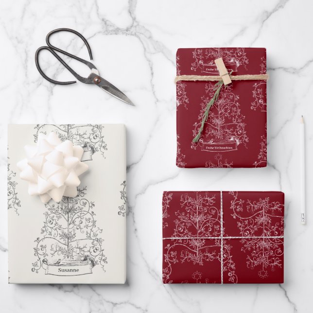 Hoja De Papel De Regalo Árbol de Navidad alemán (Anverso)