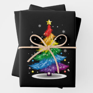 Hoja De Papel De Regalo Árbol de Navidad arcoíris orgullo LGBT gay Feliz N