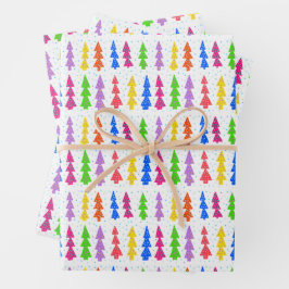 Hoja De Papel De Regalo Árbol de Navidad Colorido Pop Art