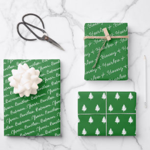 Hoja De Papel De Regalo Árbol de Navidad con Apellido de Familia Personali