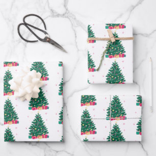 Hoja De Papel De Regalo Árbol de Navidad con regalos