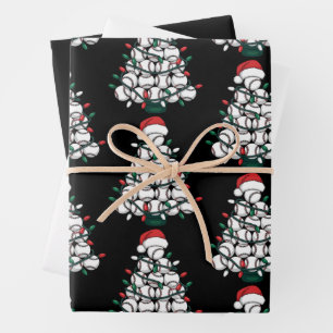 Hoja De Papel De Regalo Árbol de Navidad de béisbol Santa Deportes
