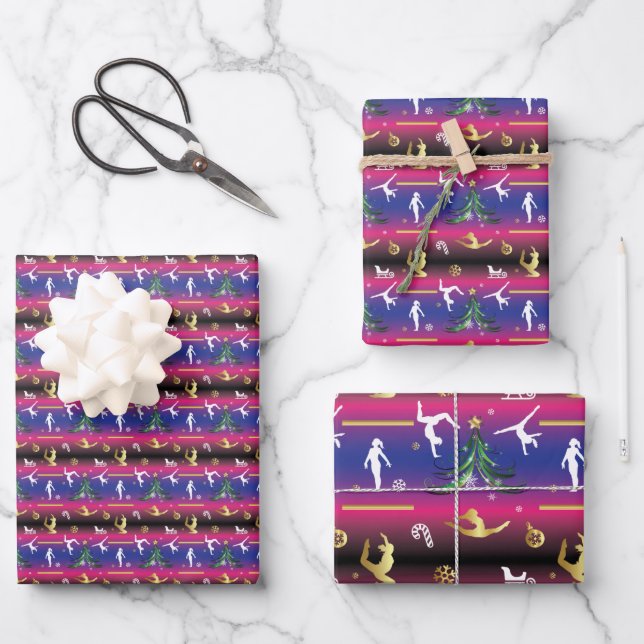 Hoja De Papel De Regalo Árbol de Navidad de Gimnasia Femenina (Anverso)