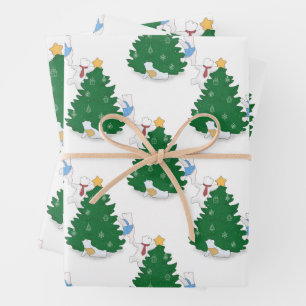 Hoja De Papel De Regalo Árbol de navidad de oso polar lindo