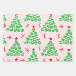 Hoja De Papel De Regalo Árbol de Navidad de Pickleball con patrón de estre