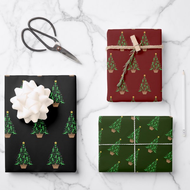 Hoja De Papel De Regalo Árbol de navidad del fútbol masculino (Anverso)